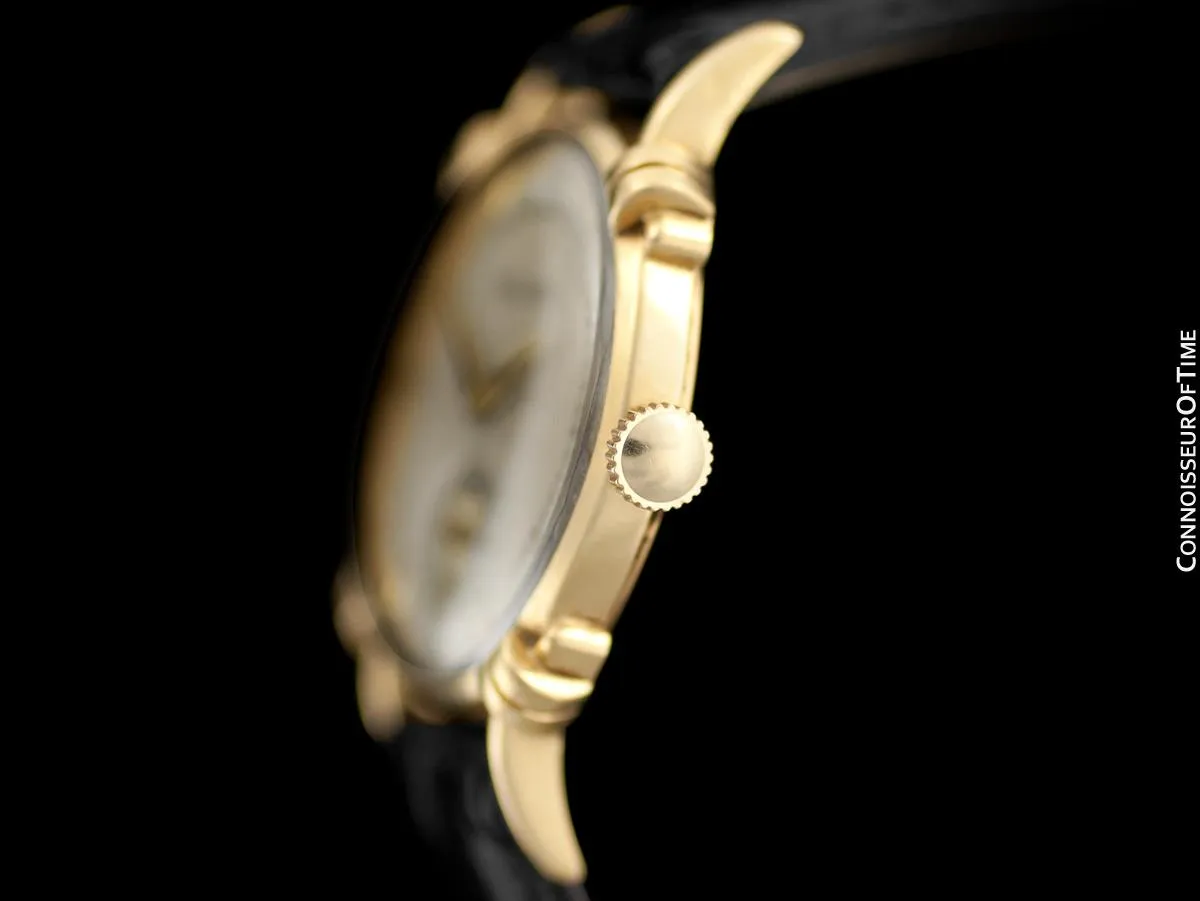 1947 Jaeger-LeCoultre Vintage Mens Midsize Watch, Beautiful Case - 14K Gold