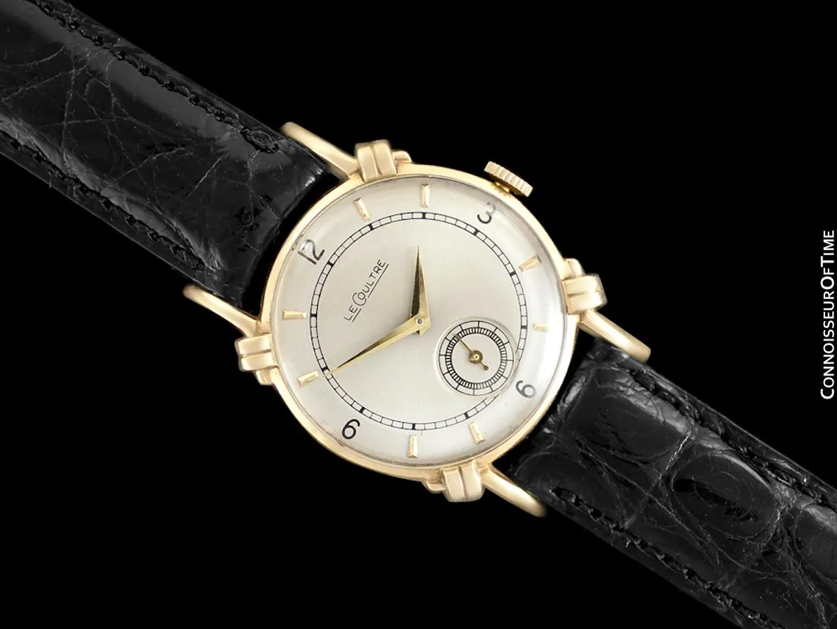 1947 Jaeger-LeCoultre Vintage Mens Midsize Watch, Beautiful Case - 14K Gold