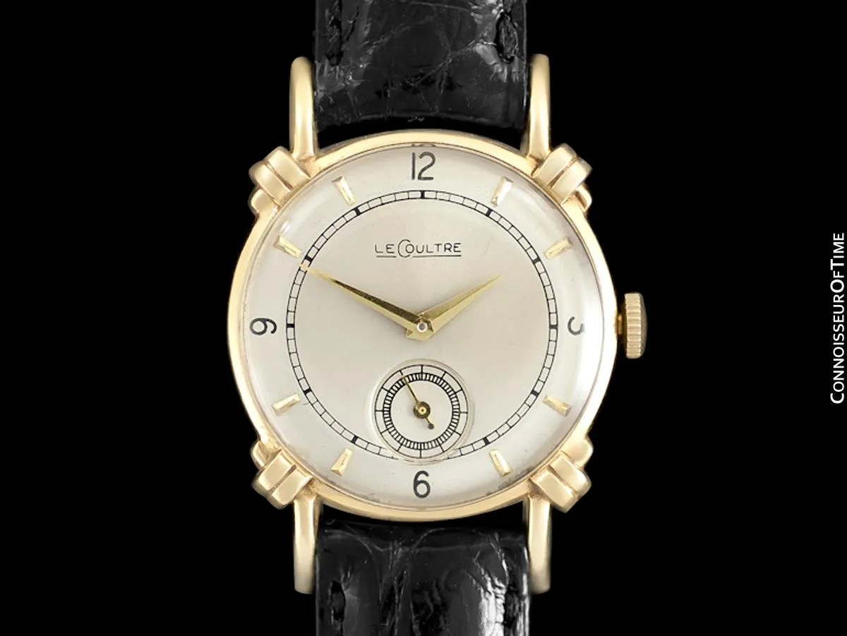 1947 Jaeger-LeCoultre Vintage Mens Midsize Watch, Beautiful Case - 14K Gold