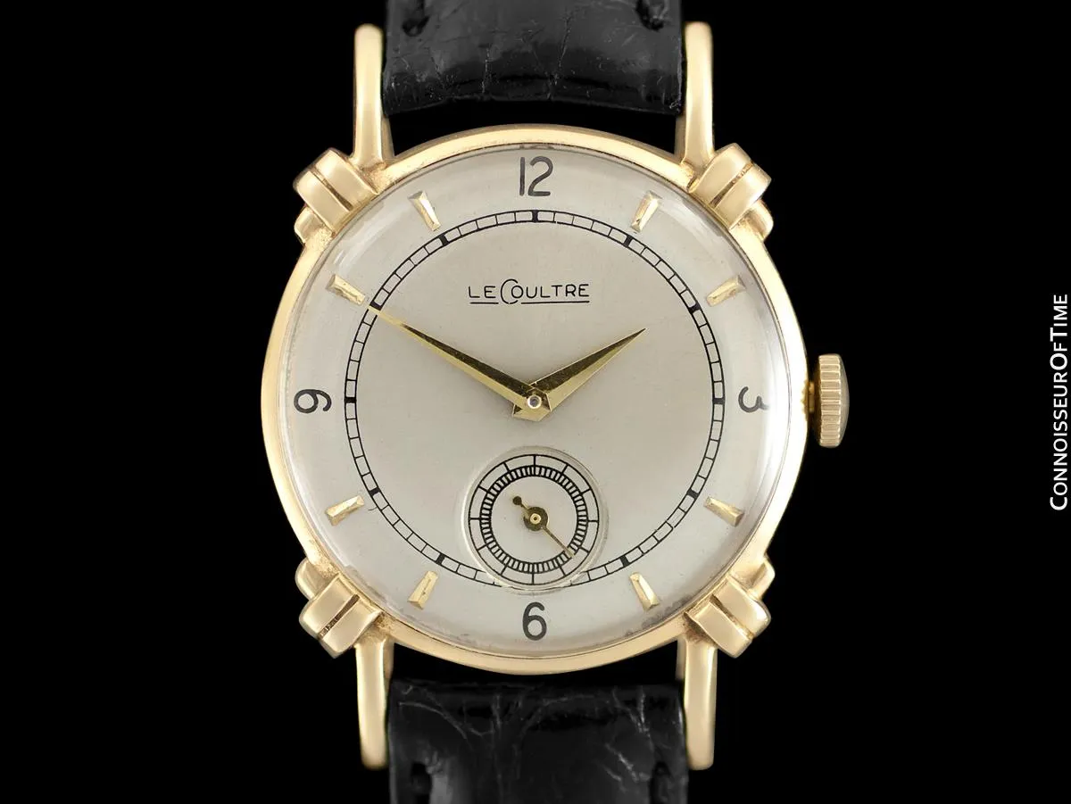 1947 Jaeger-LeCoultre Vintage Mens Midsize Watch, Beautiful Case - 14K Gold