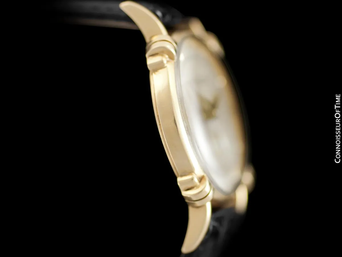 1947 Jaeger-LeCoultre Vintage Mens Midsize Watch, Beautiful Case - 14K Gold