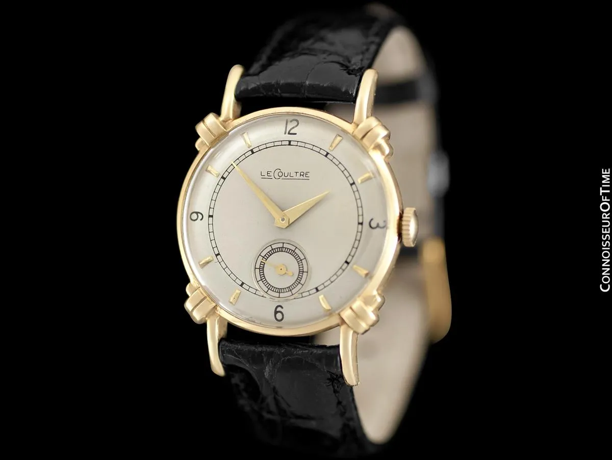 1947 Jaeger-LeCoultre Vintage Mens Midsize Watch, Beautiful Case - 14K Gold