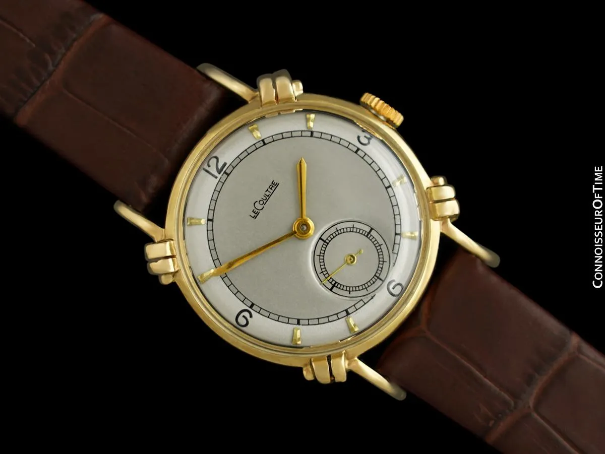 1949 Jaeger-LeCoultre Vintage Mens Midsize Watch, Beautiful Case - 14K Gold