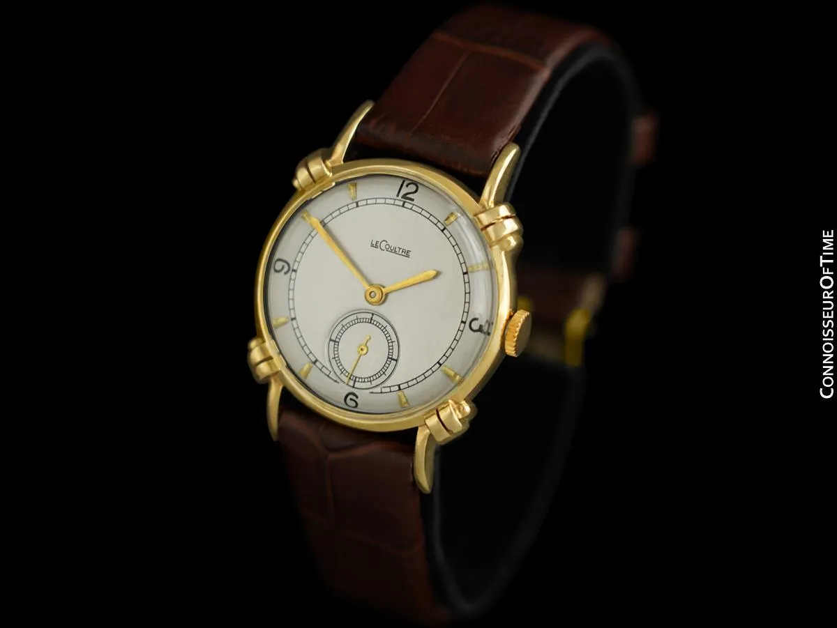 1949 Jaeger-LeCoultre Vintage Mens Midsize Watch, Beautiful Case - 14K Gold