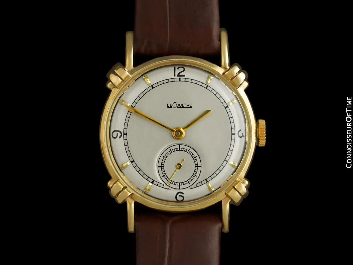 1949 Jaeger-LeCoultre Vintage Mens Midsize Watch, Beautiful Case - 14K Gold