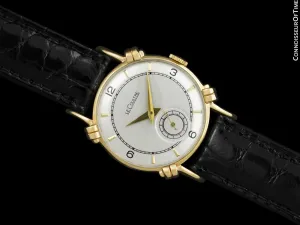 1949 Jaeger-LeCoultre Vintage Mens Midsize Watch, Beautiful Case - 14K Gold