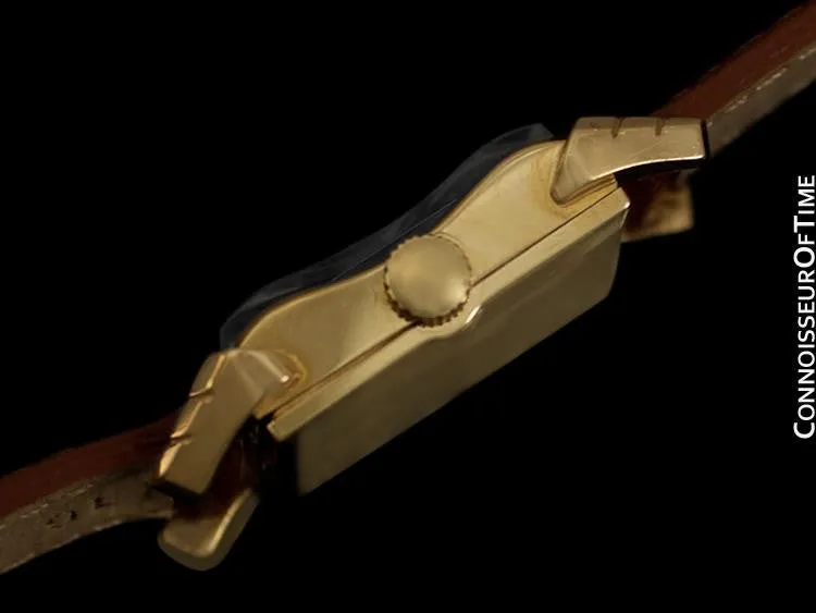 1950 Omega Vintage Mens Midsize Watch, 14K Gold - Exquisite Case