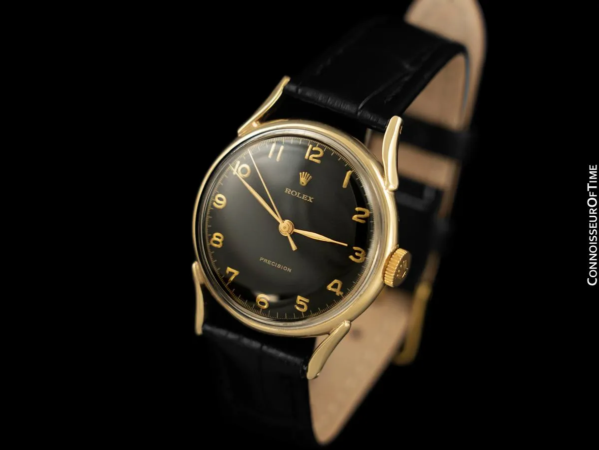 1950's Rolex Precision Vintage Mens Midsize Dress Watch - 9K Gold