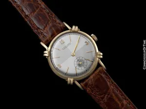 1950's Ulysse Nardin Vintage Chronometer Mens Midsize Dress Watch, Beautiful Case - 14K Gold