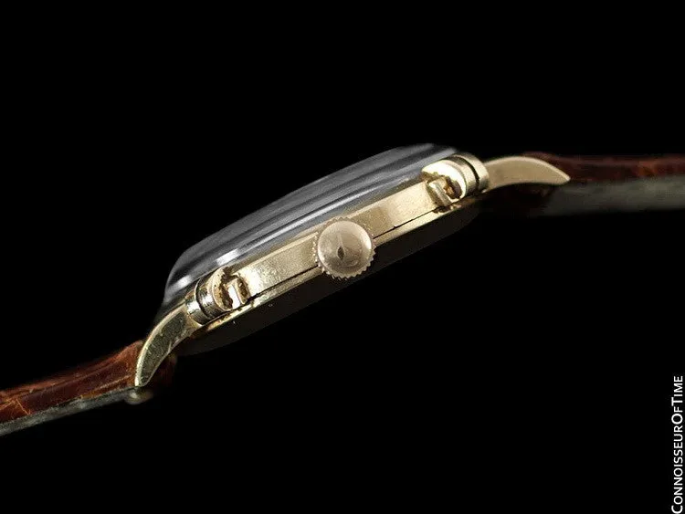 1950's Ulysse Nardin Vintage Chronometer Mens Midsize Dress Watch, Beautiful Case - 14K Gold