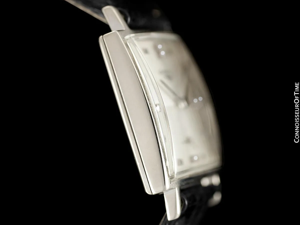 1957 Longines Mens Vintage Dress Watch - 14K White Gold & Diamonds