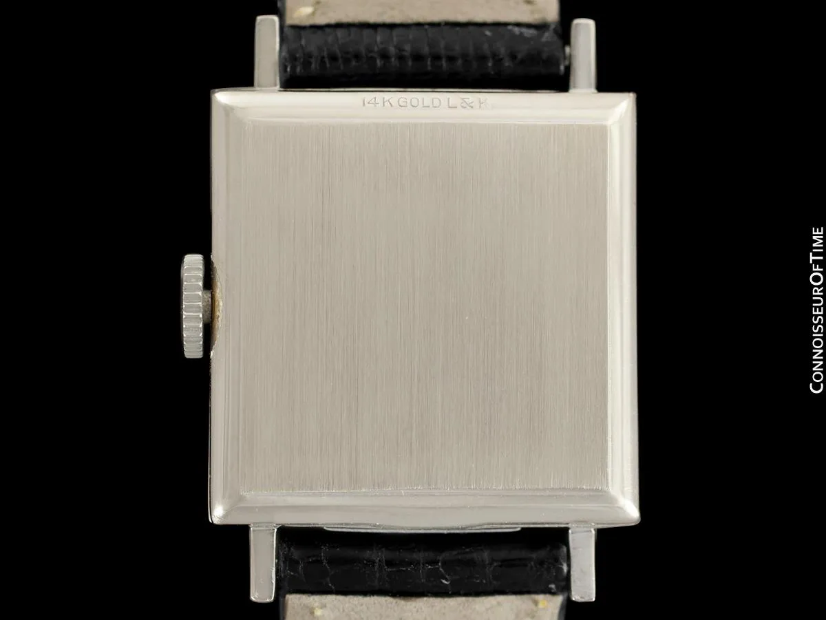 1957 Longines Mens Vintage Dress Watch - 14K White Gold & Diamonds