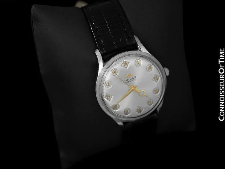 1960's Gruen Airflight Vintage Mens Pilot Aviator's Military Time Jump Hour Watch