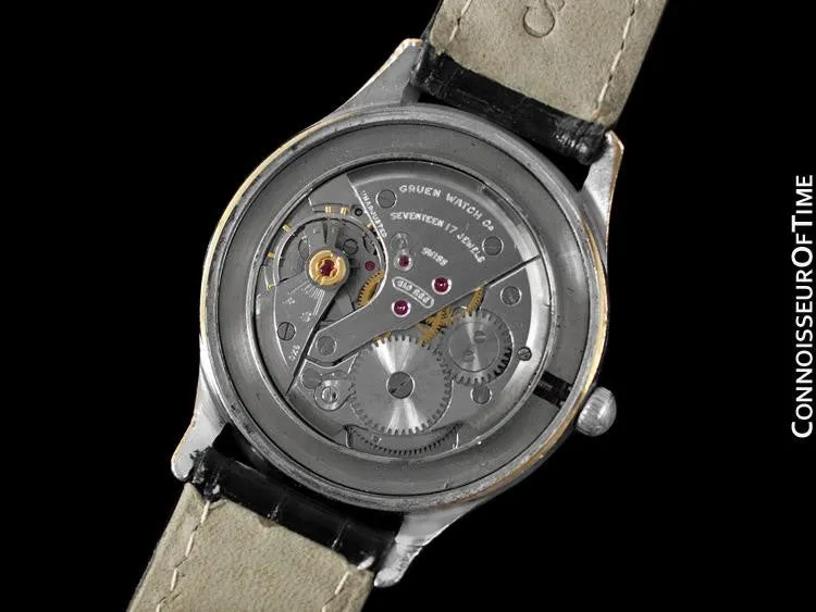 1960's Gruen Airflight Vintage Mens Pilot Aviator's Military Time Jump Hour Watch