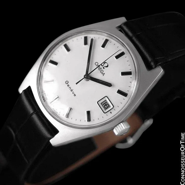 1970 Omega Geneve Vintage Mens Watch, Quick-Setting Date - Stainless Steel