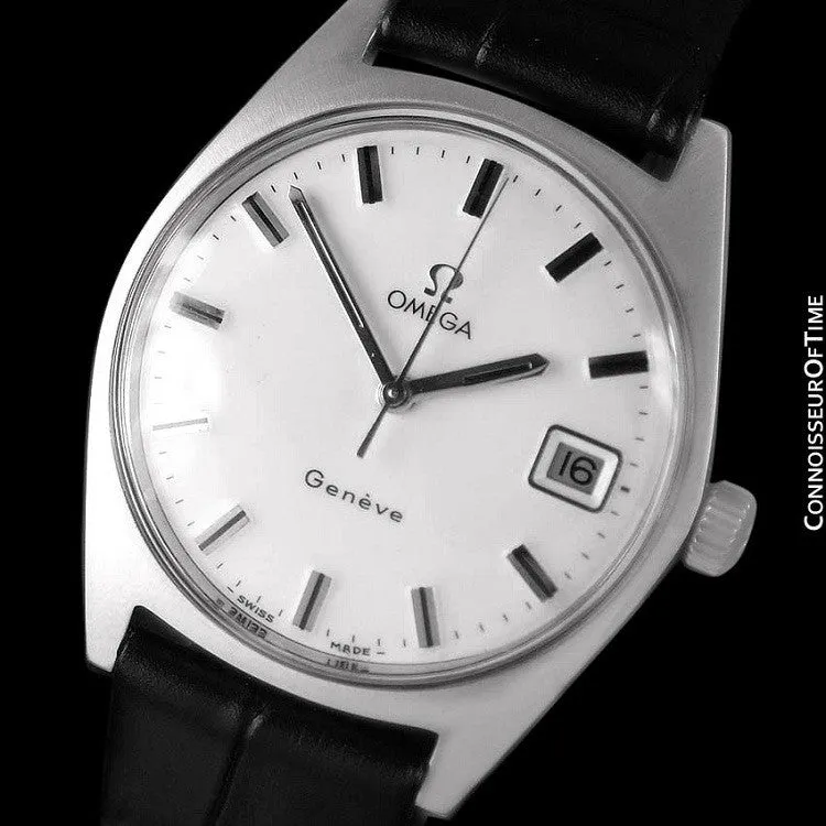 1970 Omega Geneve Vintage Mens Watch, Quick-Setting Date - Stainless Steel
