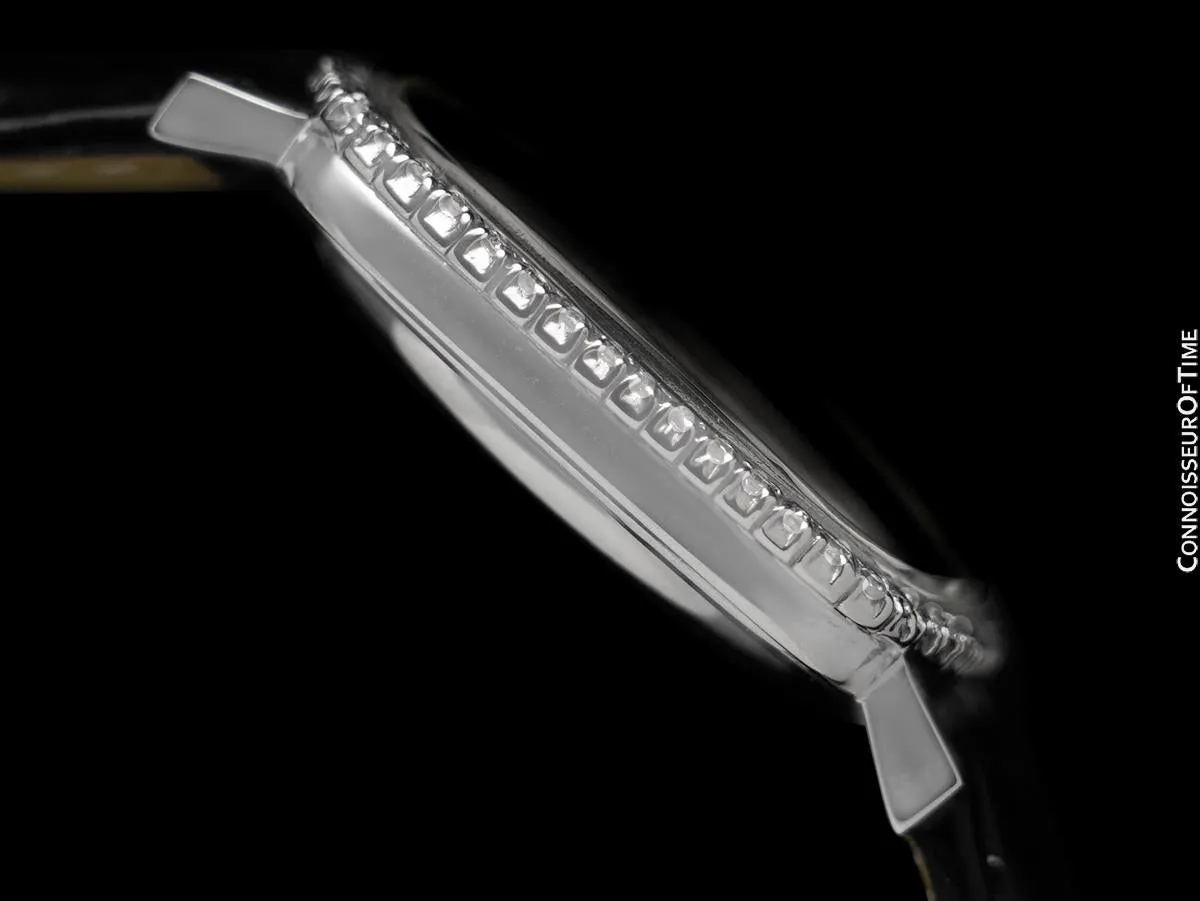 1974 Audemars Piguet Vintage Mens Full Size TV Shaped Dress Watch - 18K White Gold & Diamonds