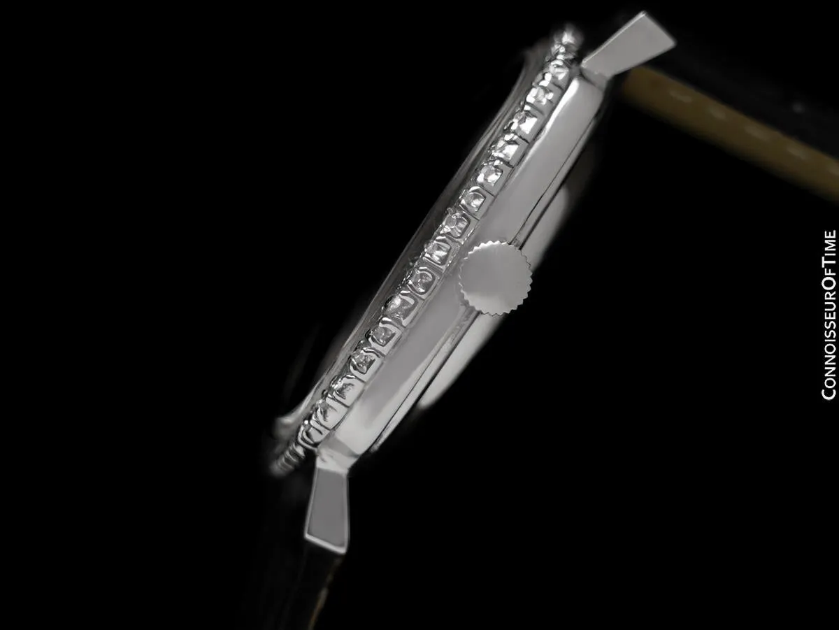 1974 Audemars Piguet Vintage Mens Full Size TV Shaped Dress Watch - 18K White Gold & Diamonds