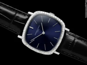 1974 Audemars Piguet Vintage Mens Full Size TV Shaped Dress Watch - 18K White Gold & Diamonds