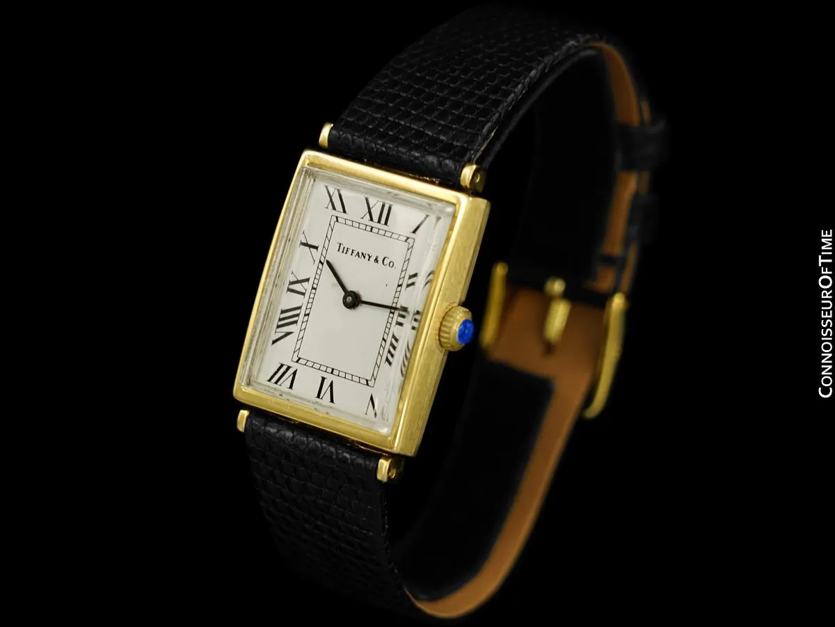 1980's Tiffany & Co. Vintage Mens Classic Dress Watch - 14K Gold