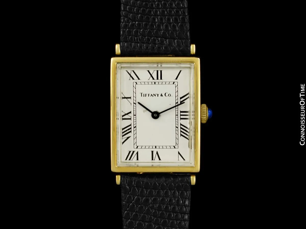 1980's Tiffany & Co. Vintage Mens Classic Dress Watch - 14K Gold