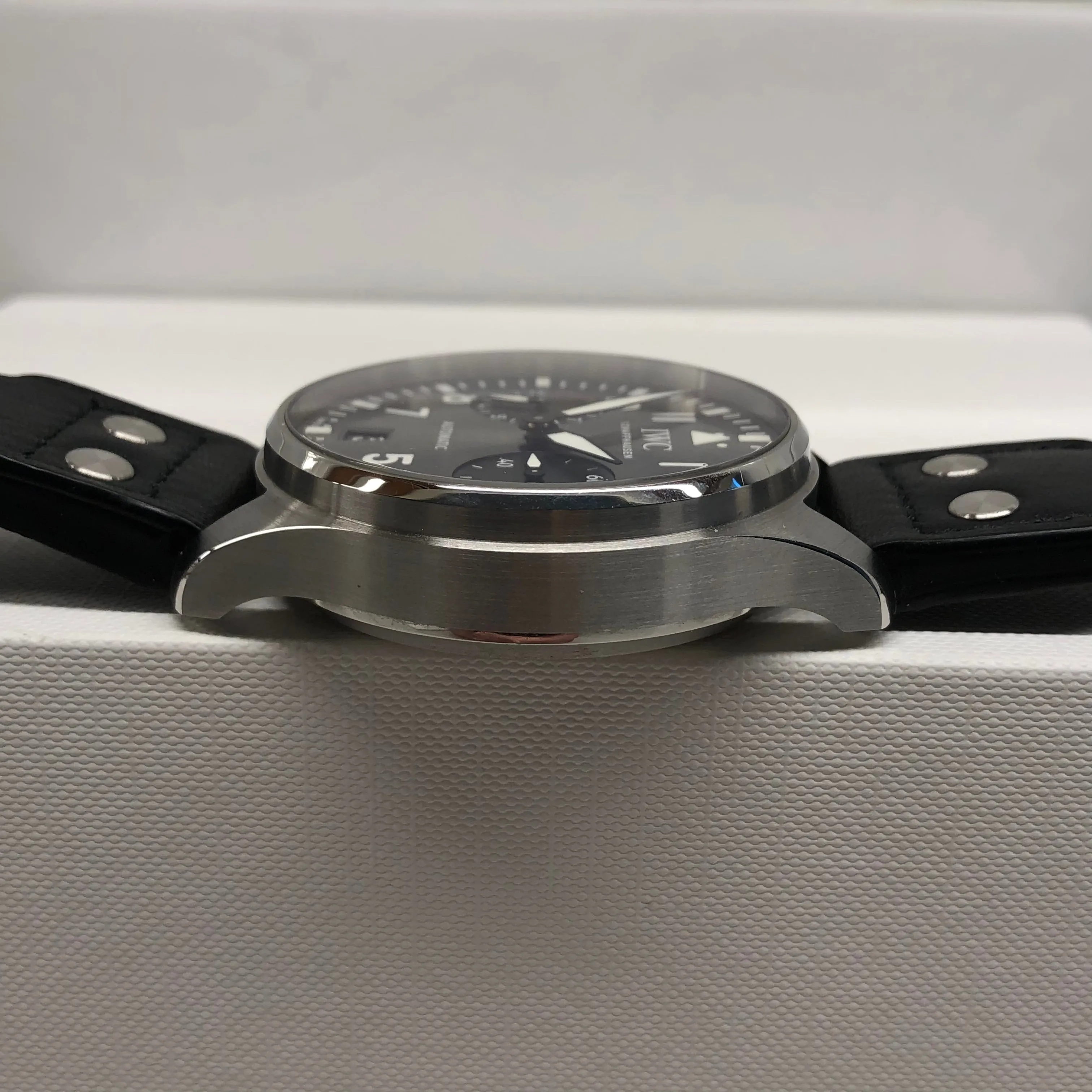 2019 IWC Big Pilot IW501012 “Right-Hander” Limited Edition Steel Chronograph Wristwatch with Box and Papers