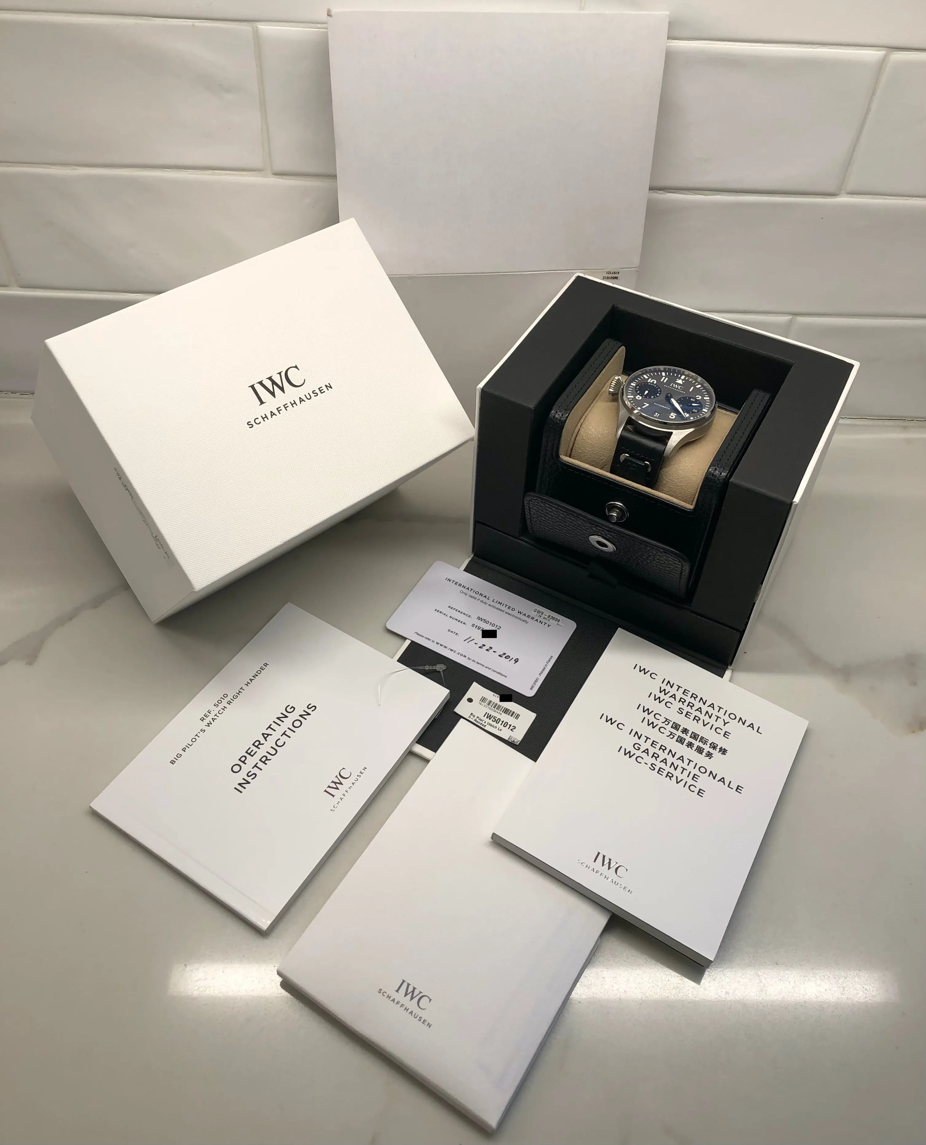 2019 IWC Big Pilot IW501012 “Right-Hander” Limited Edition Steel Chronograph Wristwatch with Box and Papers