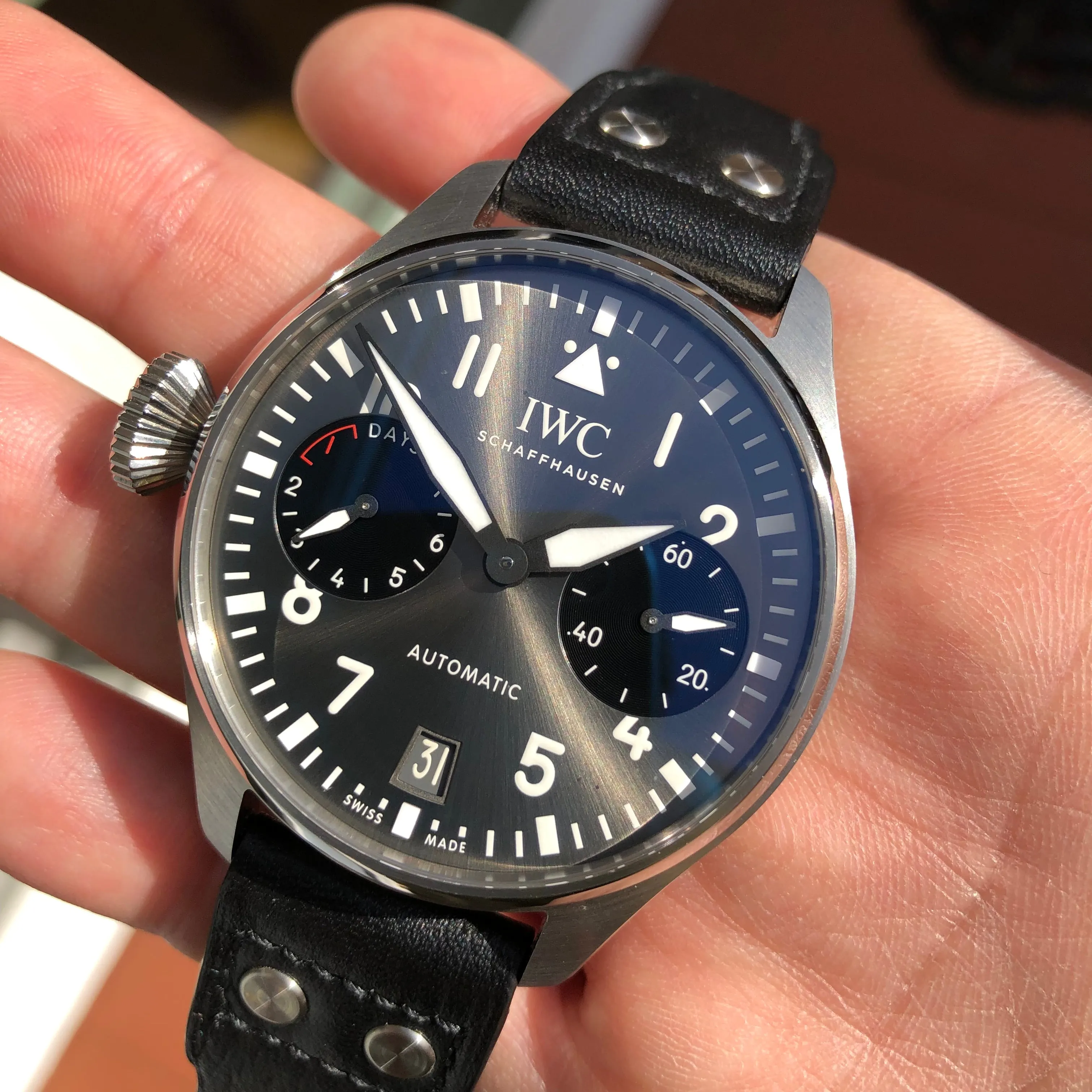 2019 IWC Big Pilot IW501012 “Right-Hander” Limited Edition Steel Chronograph Wristwatch with Box and Papers