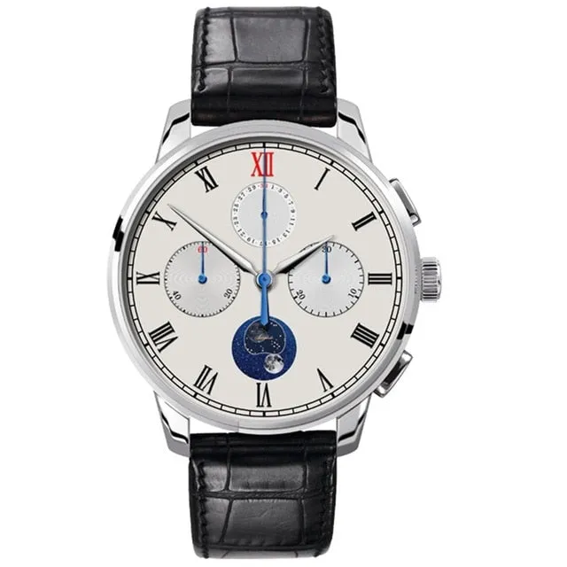 2019 New Arrival Pilot Chronograph Watch Men st1908 Moonphase Calendar Sapphire Glass Mechanical Wrist Watch Aidophedo