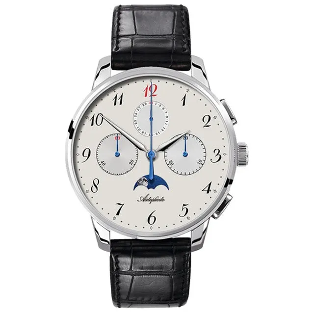 2019 New Arrival Pilot Chronograph Watch Men st1908 Moonphase Calendar Sapphire Glass Mechanical Wrist Watch Aidophedo