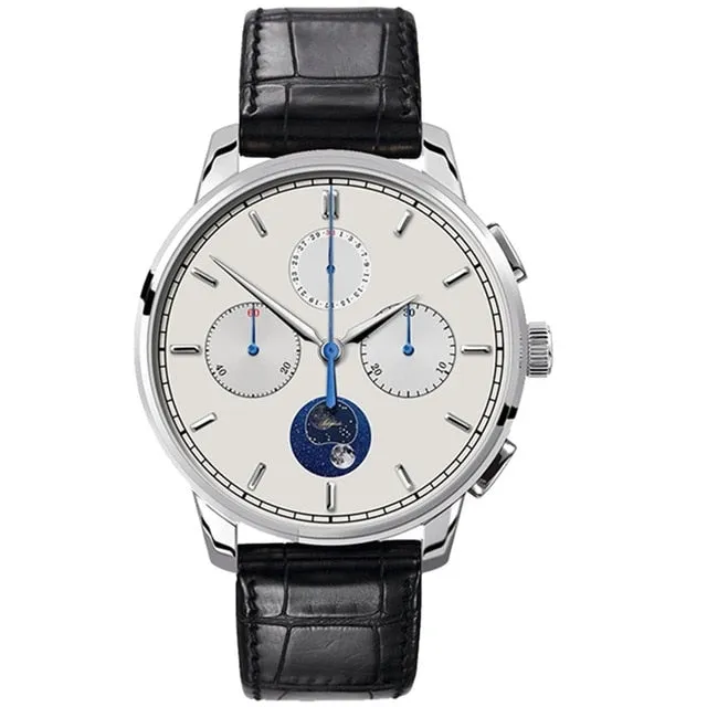 2019 New Arrival Pilot Chronograph Watch Men st1908 Moonphase Calendar Sapphire Glass Mechanical Wrist Watch Aidophedo