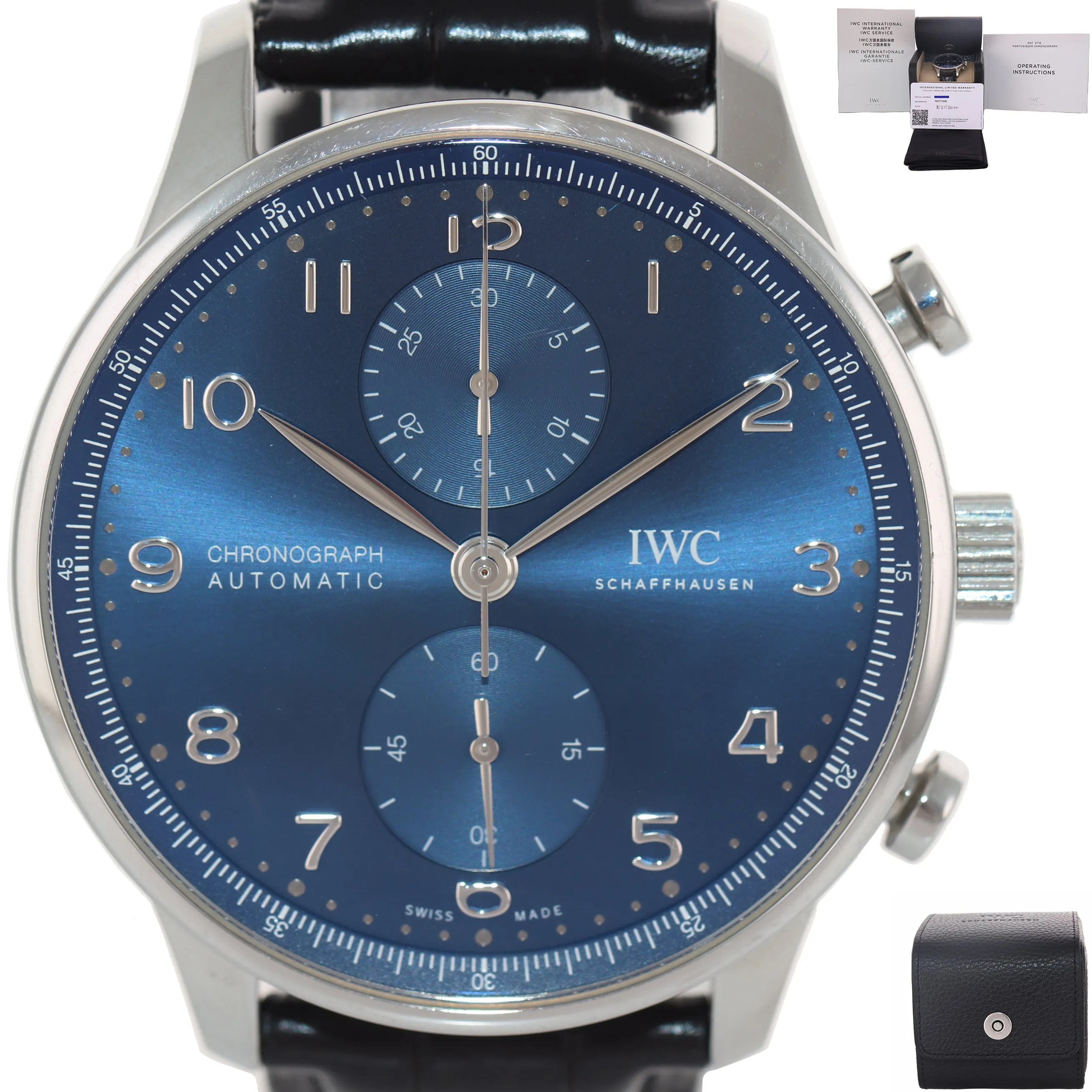 2020 PAPERS IWC Portuguese Chronograph 41mm Steel Chronograph Watch IW371606