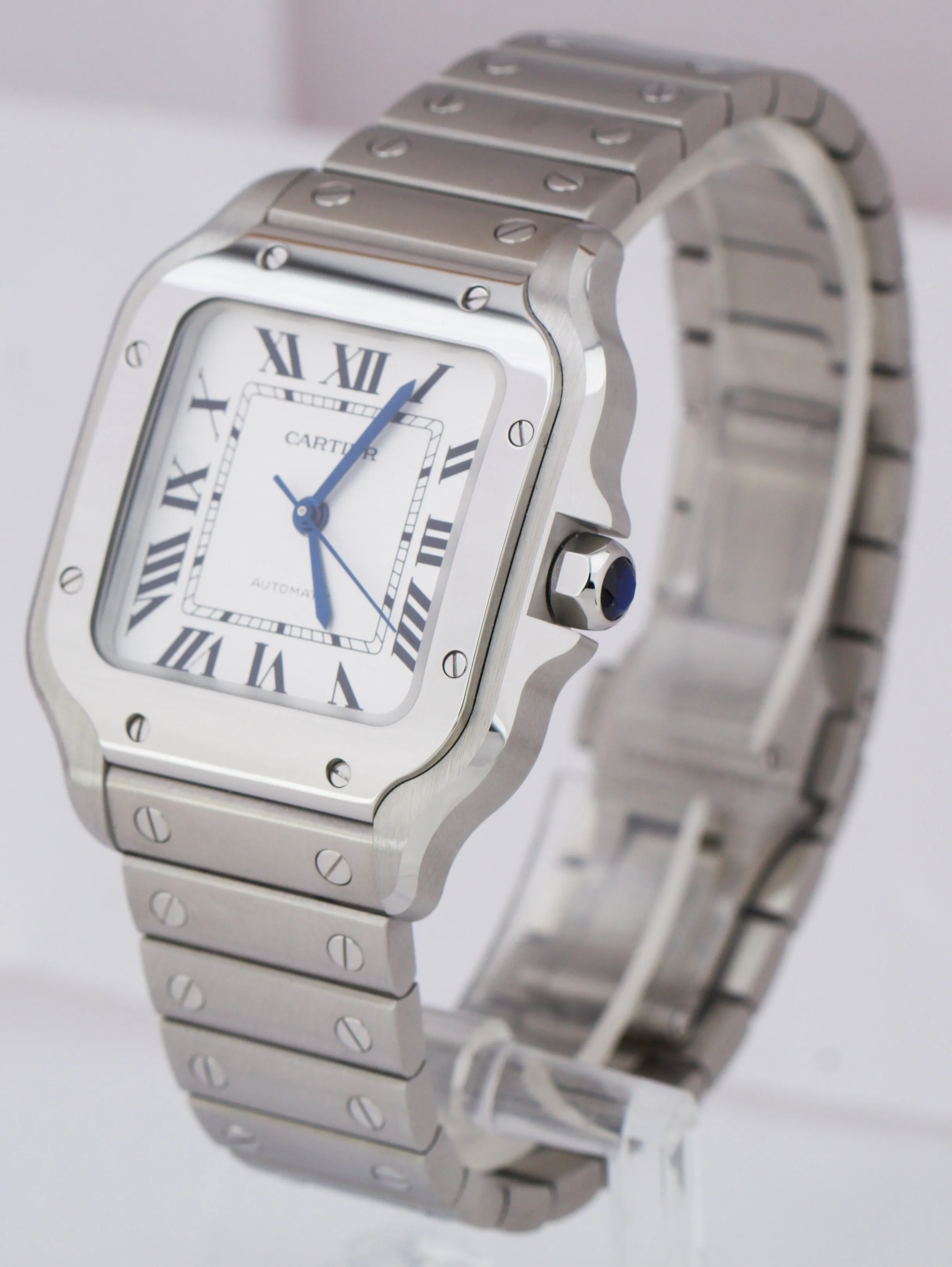 2021 Cartier Santos Mid-Size 35mm Stainless White Roman WSSA0029 4075 Auto Watch