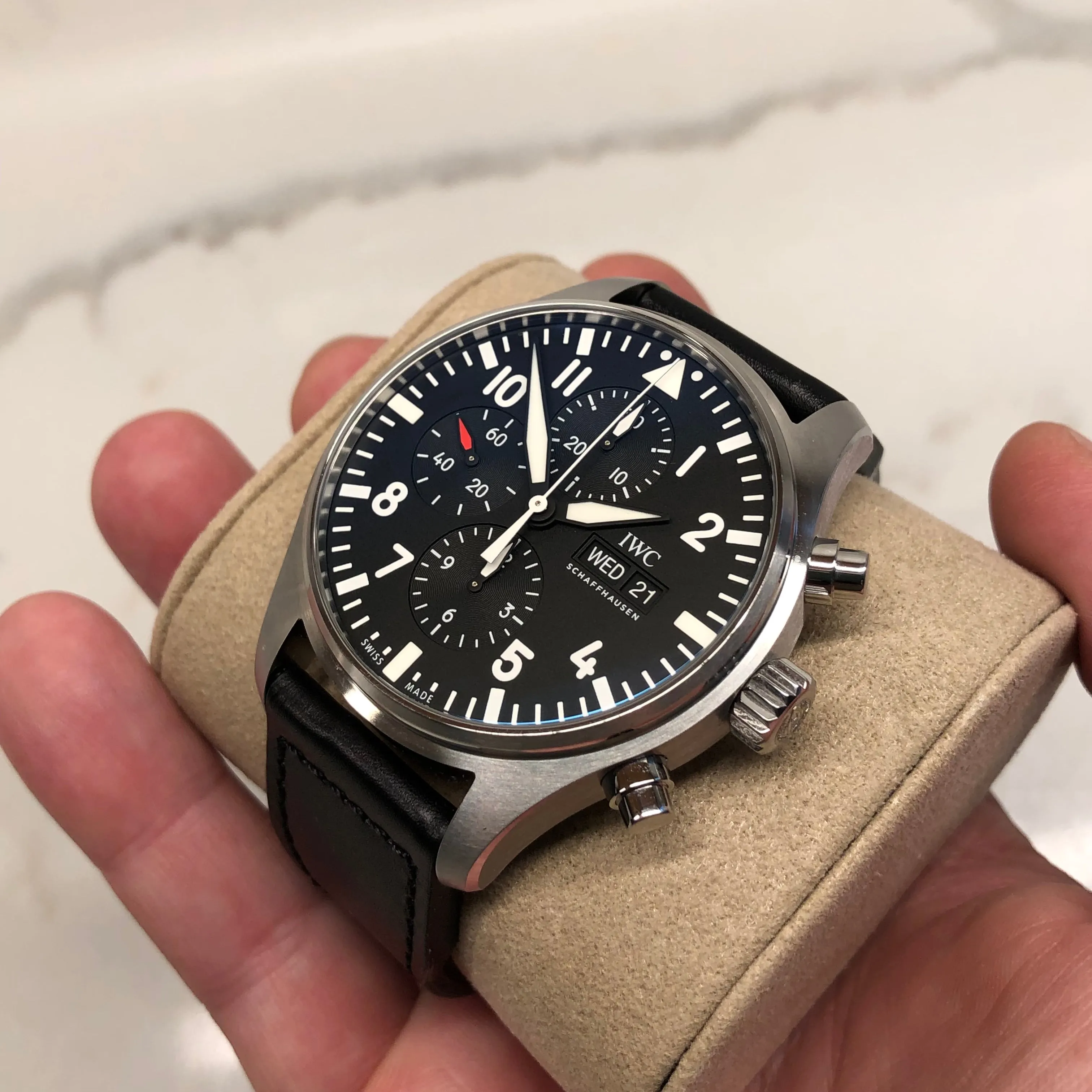 2022 IWC Pilot IW377709 Steel Chronograph Automatic 43mm Black Watch Full Set