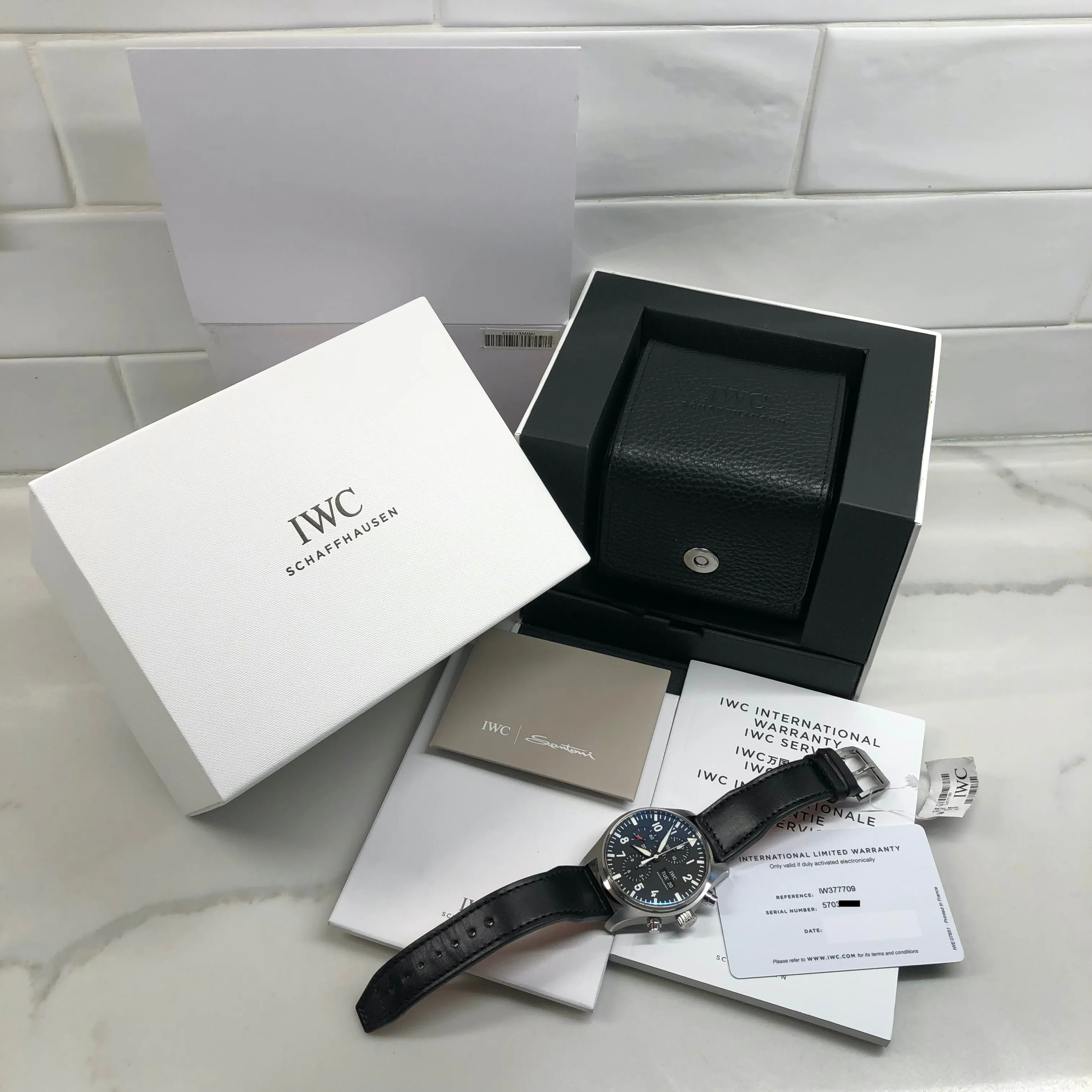 2022 IWC Pilot IW377709 Steel Chronograph Automatic 43mm Black Watch Full Set