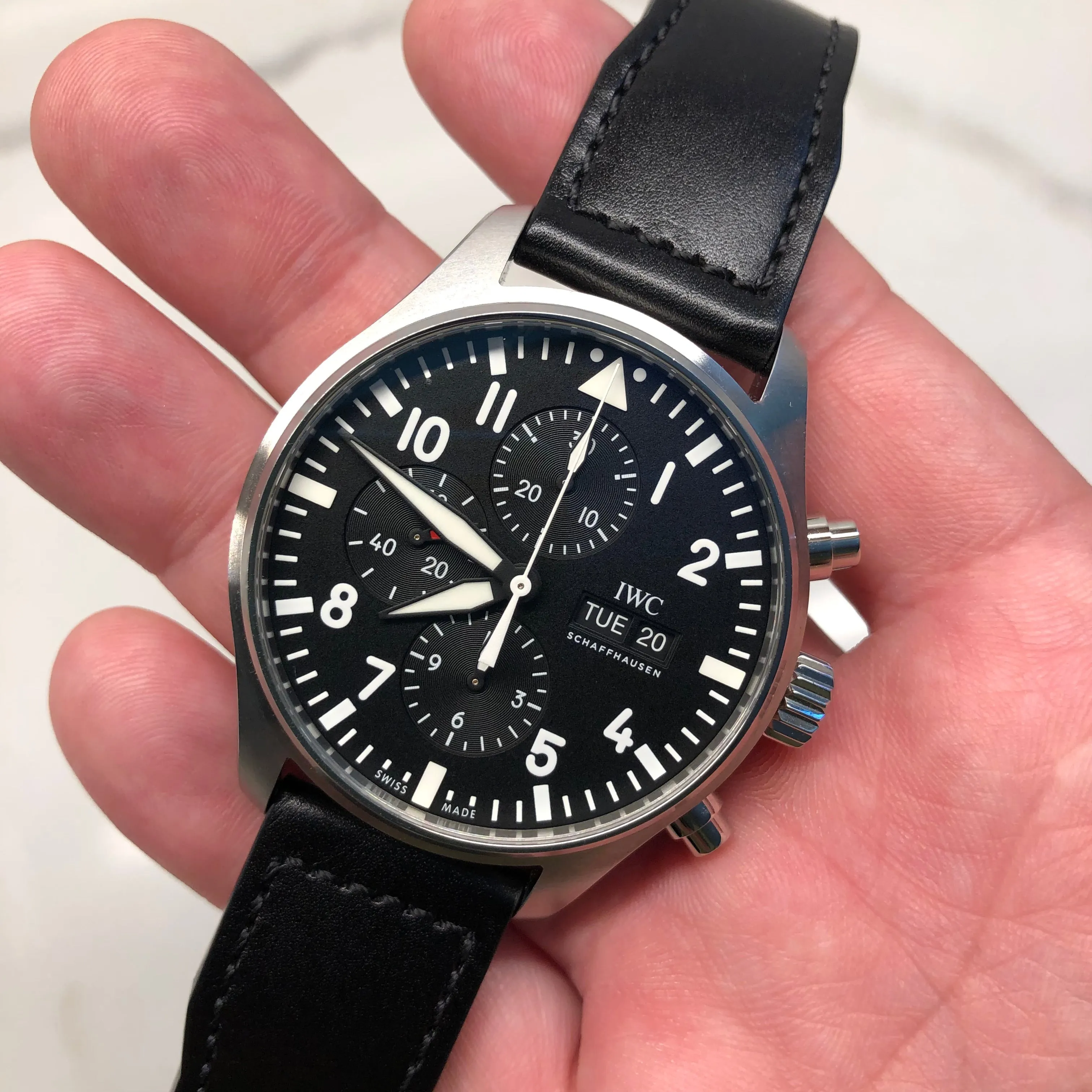 2022 IWC Pilot IW377709 Steel Chronograph Automatic 43mm Black Watch Full Set