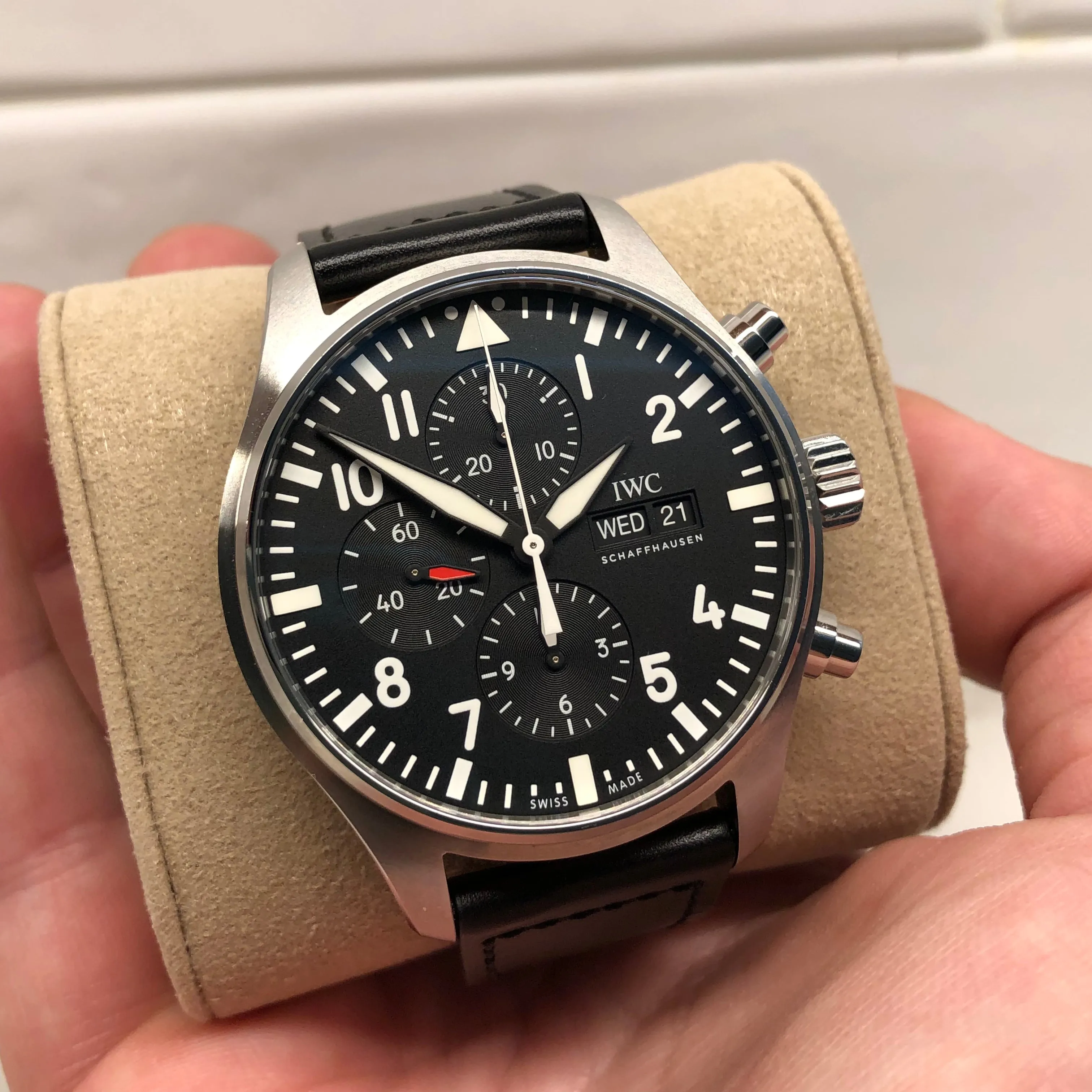 2022 IWC Pilot IW377709 Steel Chronograph Automatic 43mm Black Watch Full Set