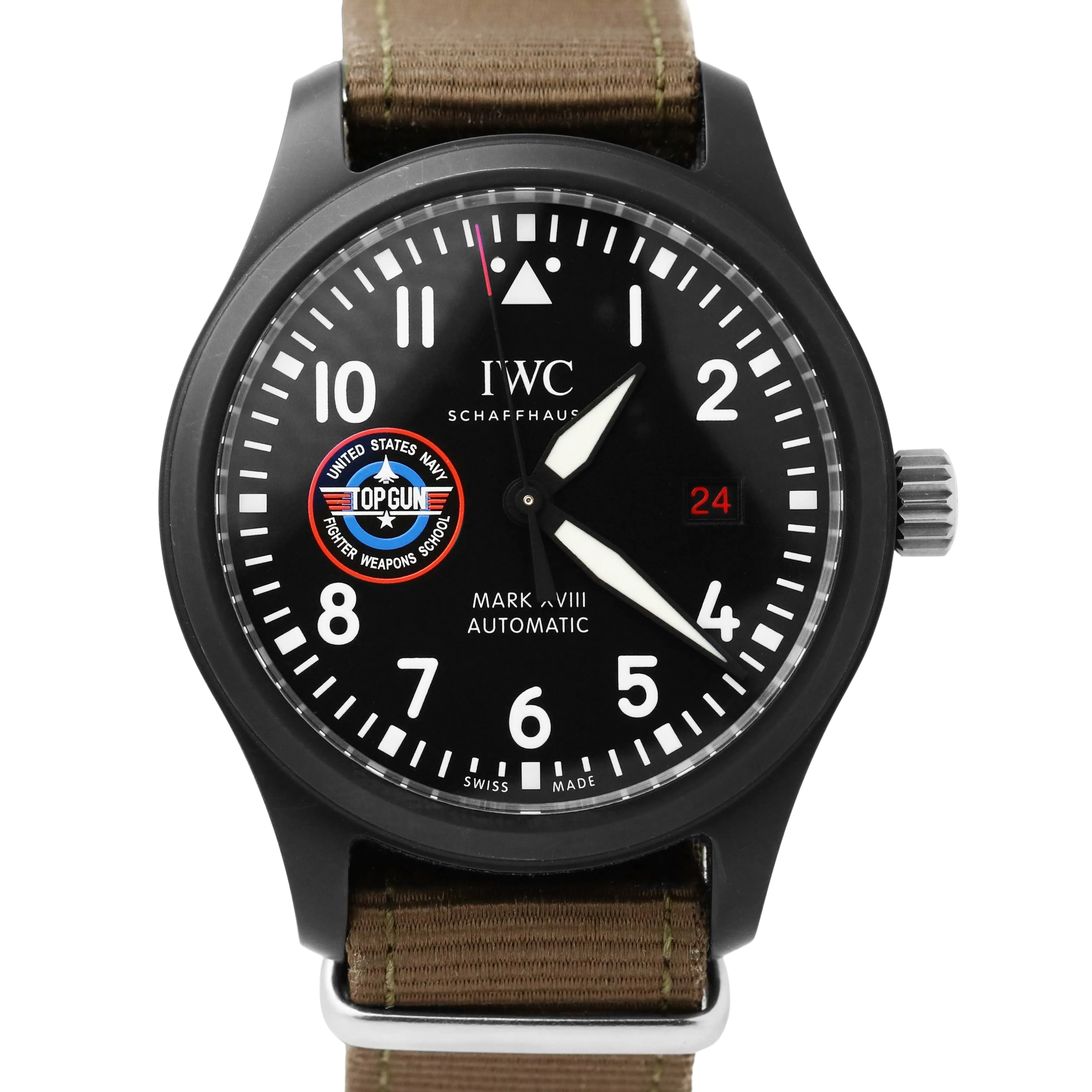 2022 IWC Pilot Mark XVIII TOP GUN SFTI Black Ceramic PAPERS 41mm IW324712 B P