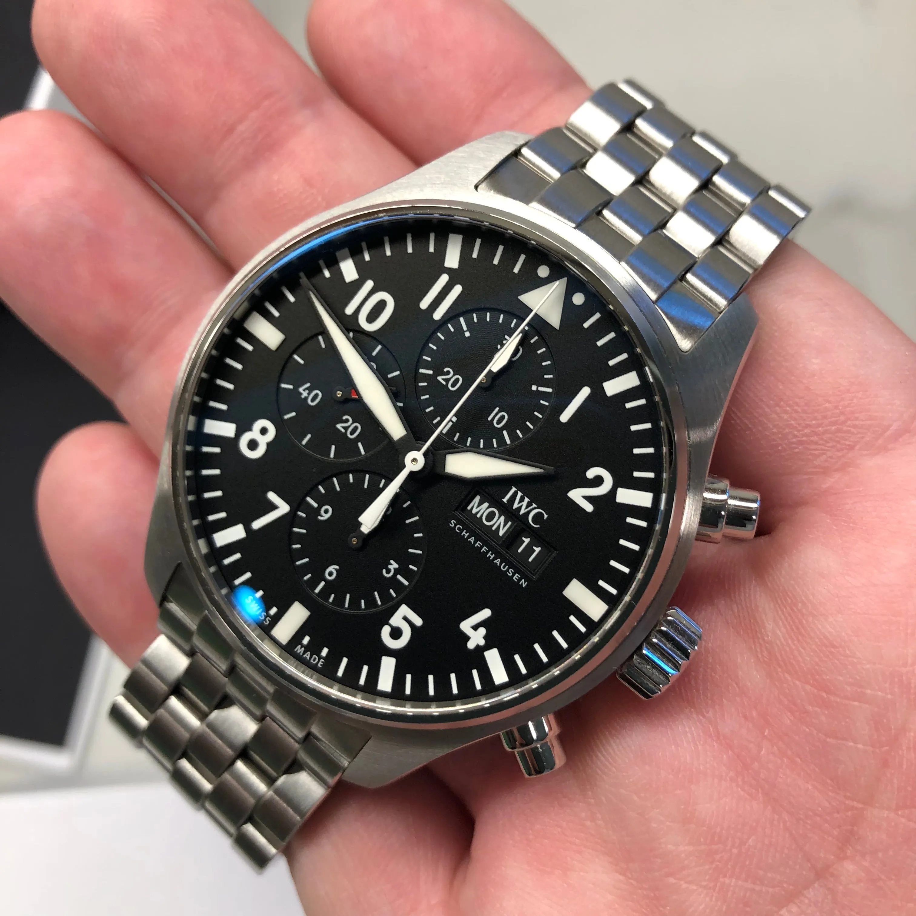 2023 IWC Pilot IW377710 Automatic Chronograph Black Dial Men's Watch with Box and Papers Unworn