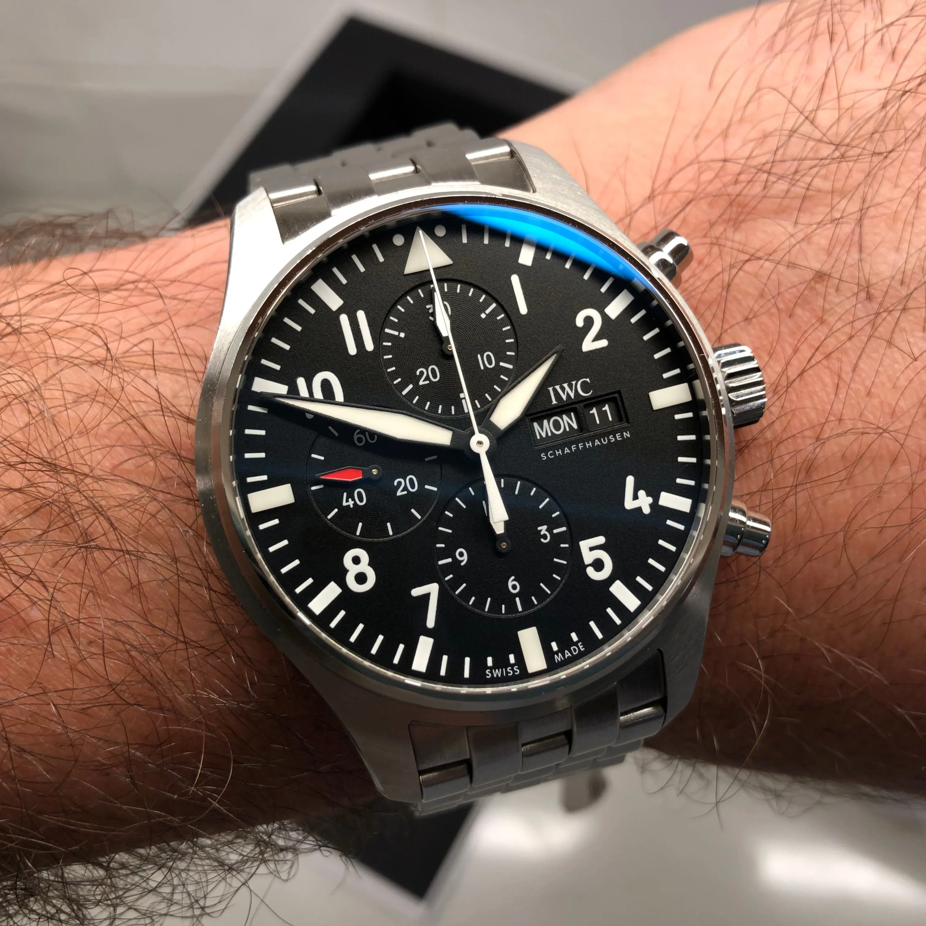 2023 IWC Pilot IW377710 Automatic Chronograph Black Dial Men's Watch with Box and Papers Unworn