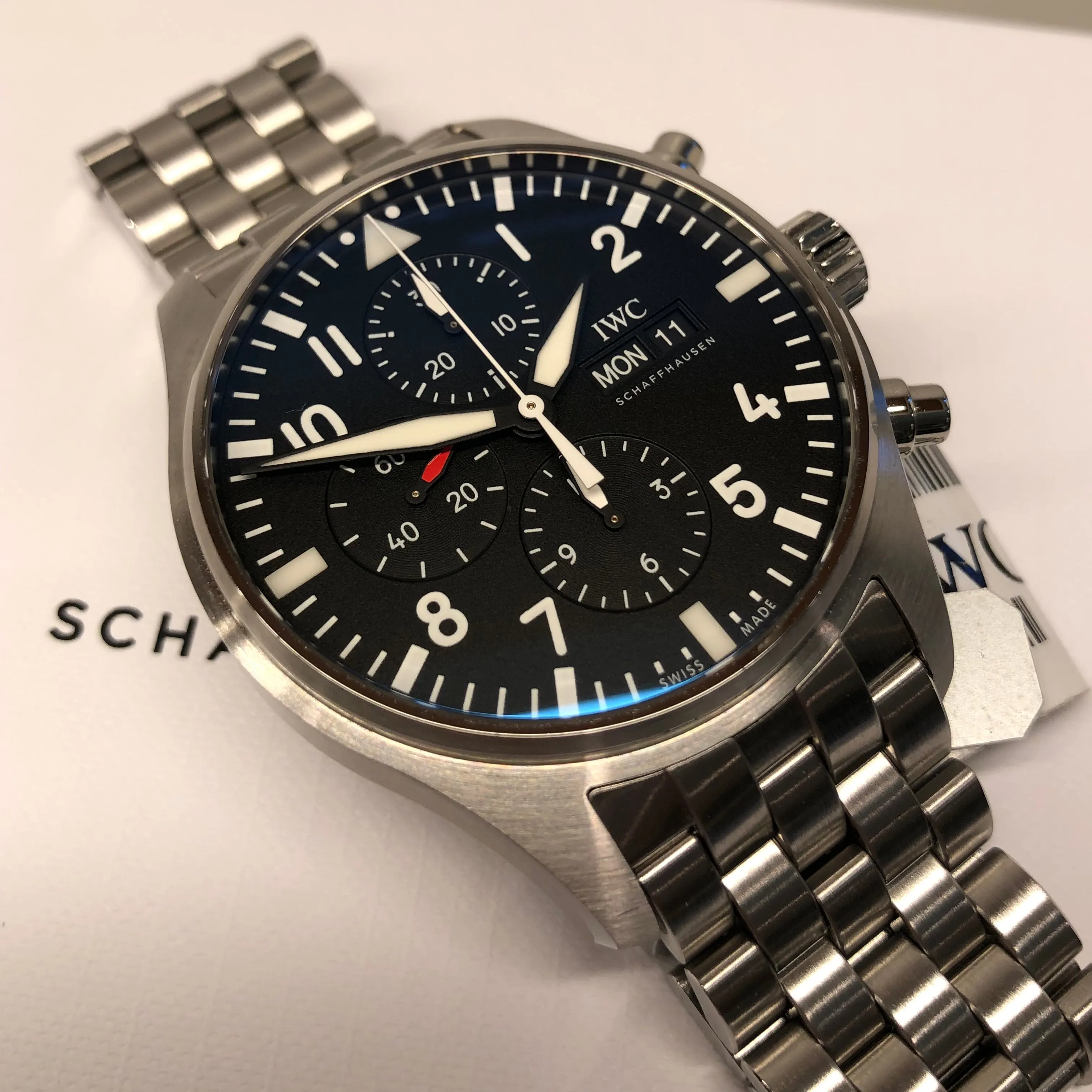 2023 IWC Pilot IW377710 Automatic Chronograph Black Dial Men's Watch with Box and Papers Unworn