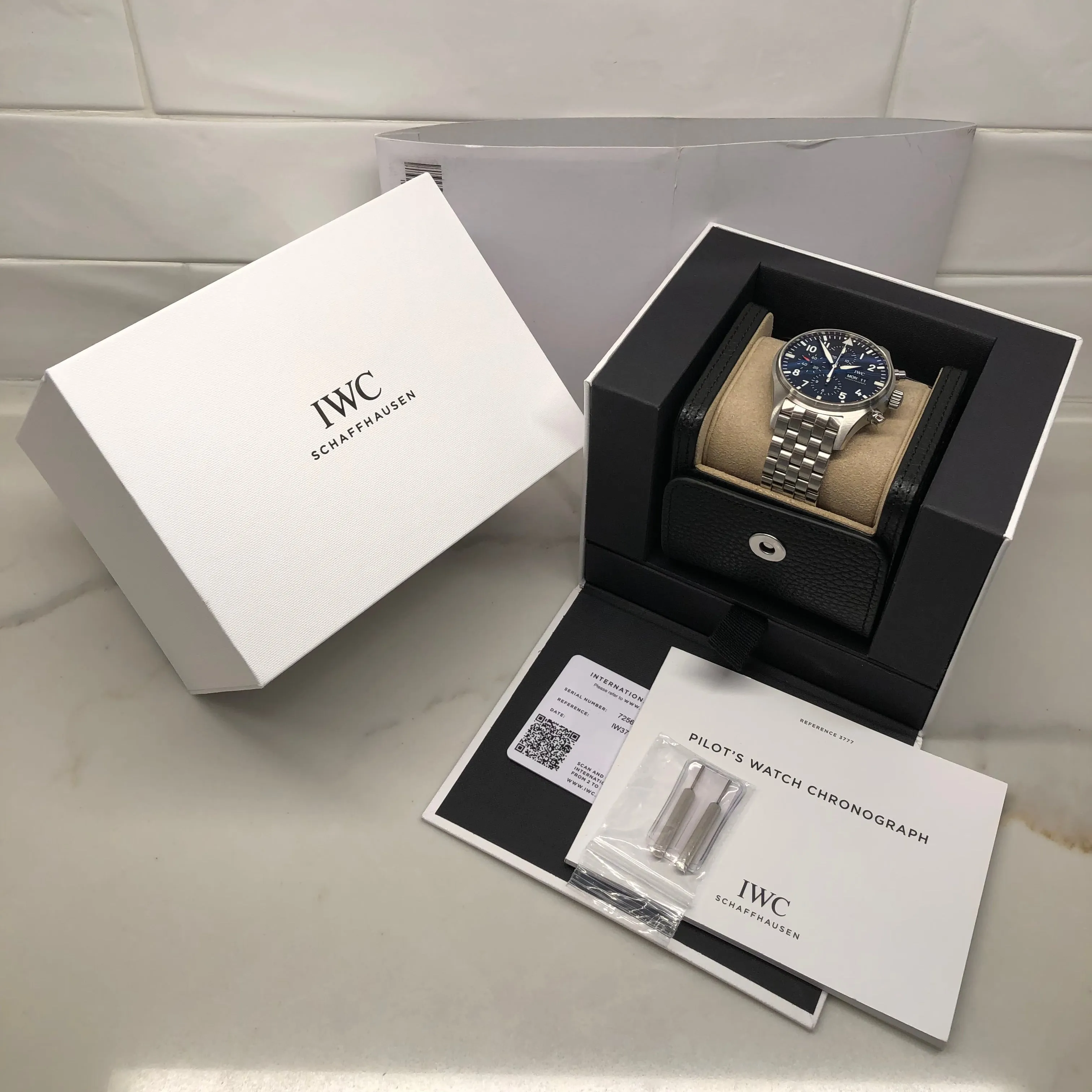 2023 IWC Pilot IW377710 Automatic Chronograph Black Dial Men's Watch with Box and Papers Unworn