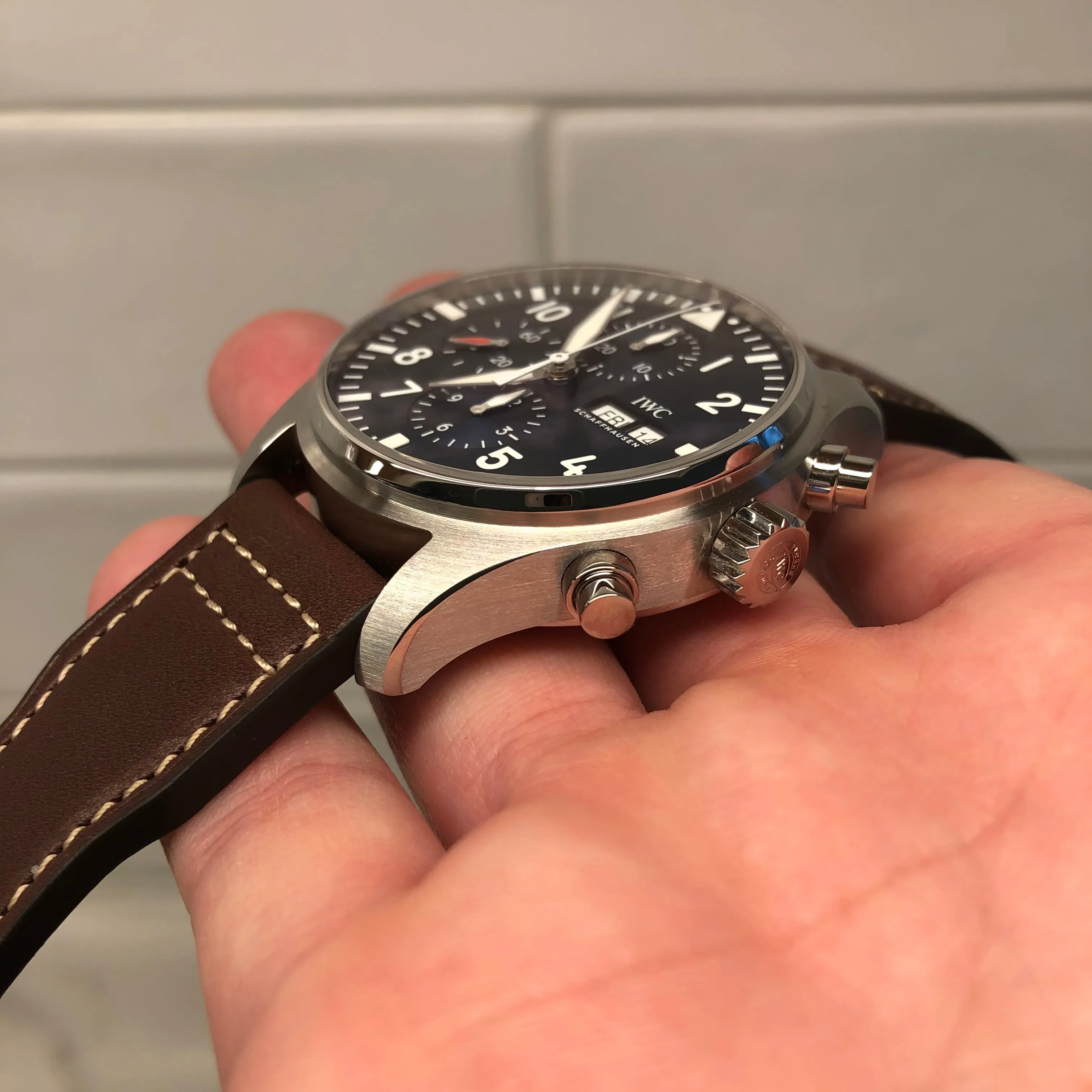 2023 IWC Pilot IW377714 Le Petit Prince Automatic Chronograph Day Date 43mm Blue Wristwatch with Box and Papers