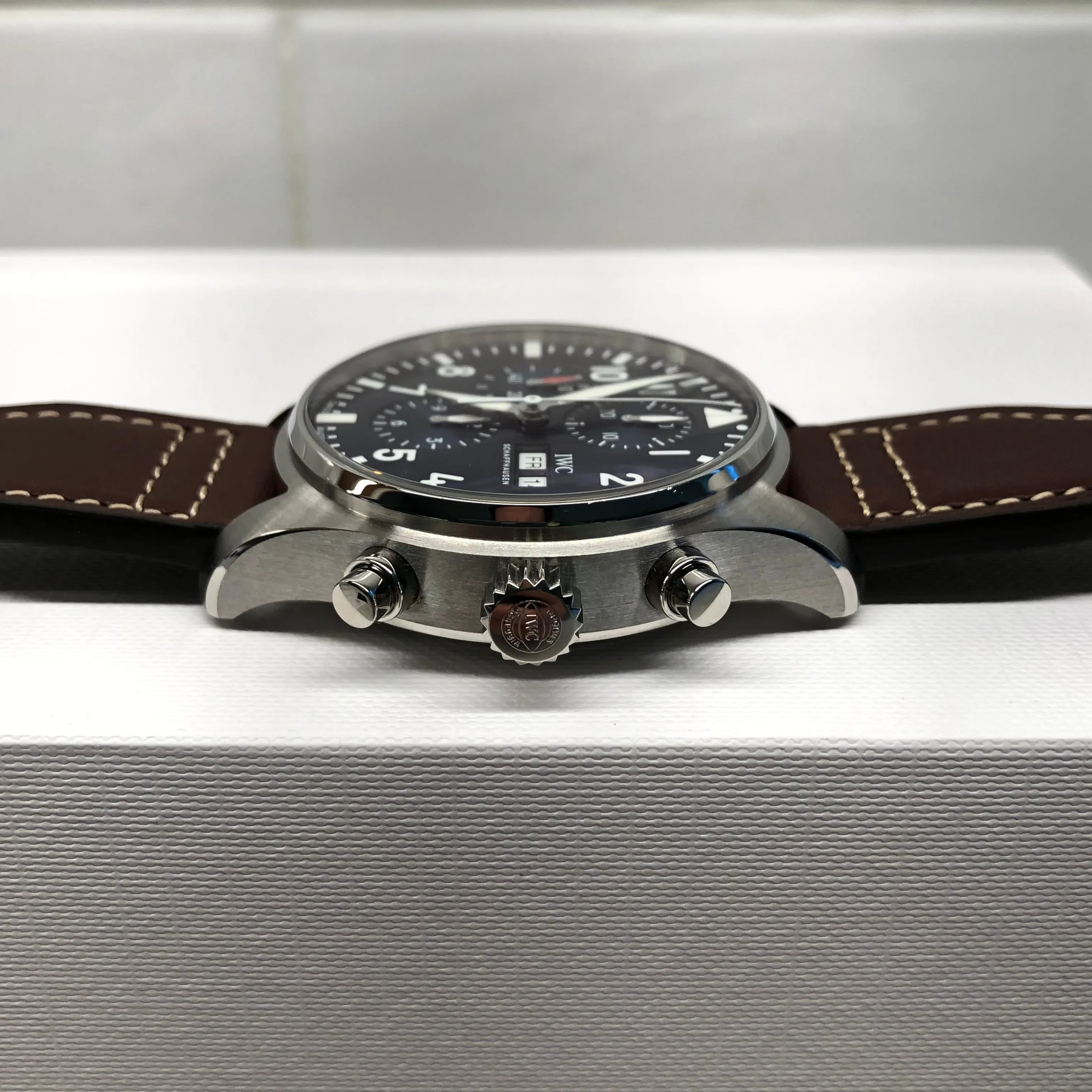 2023 IWC Pilot IW377714 Le Petit Prince Automatic Chronograph Day Date 43mm Blue Wristwatch with Box and Papers