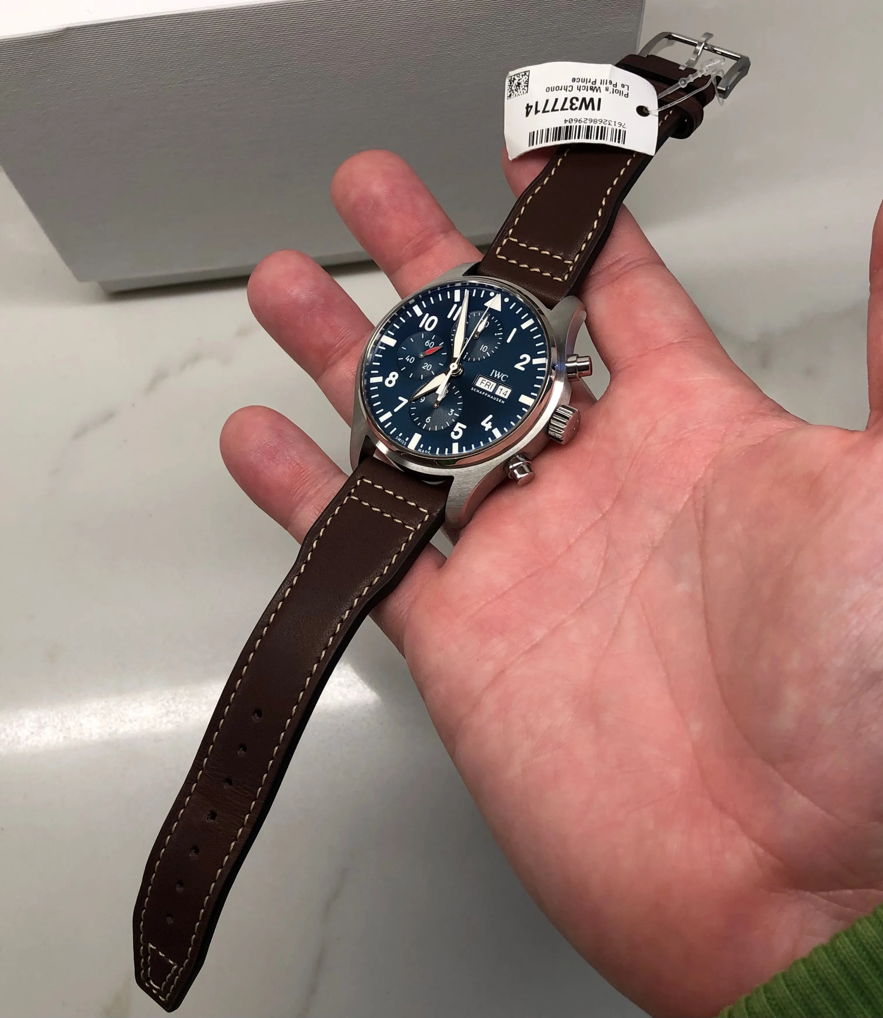 2023 IWC Pilot IW377714 Le Petit Prince Automatic Chronograph Day Date 43mm Blue Wristwatch with Box and Papers