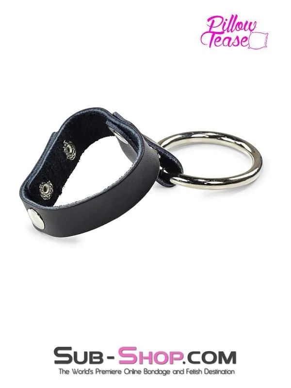 2371DL       Steel Cock Ring with Leather Ball Strap - LAST CHANCE - Final Closeout!