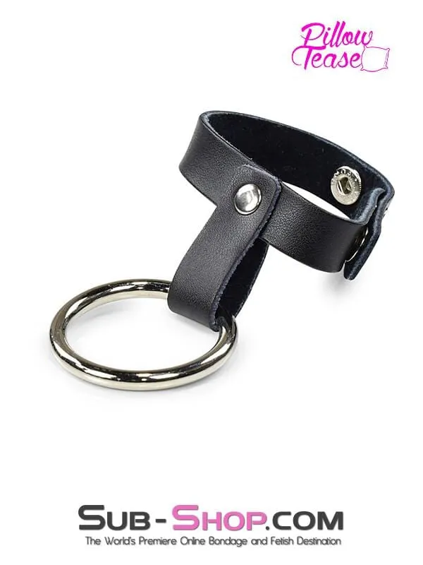 2371DL       Steel Cock Ring with Leather Ball Strap - LAST CHANCE - Final Closeout!