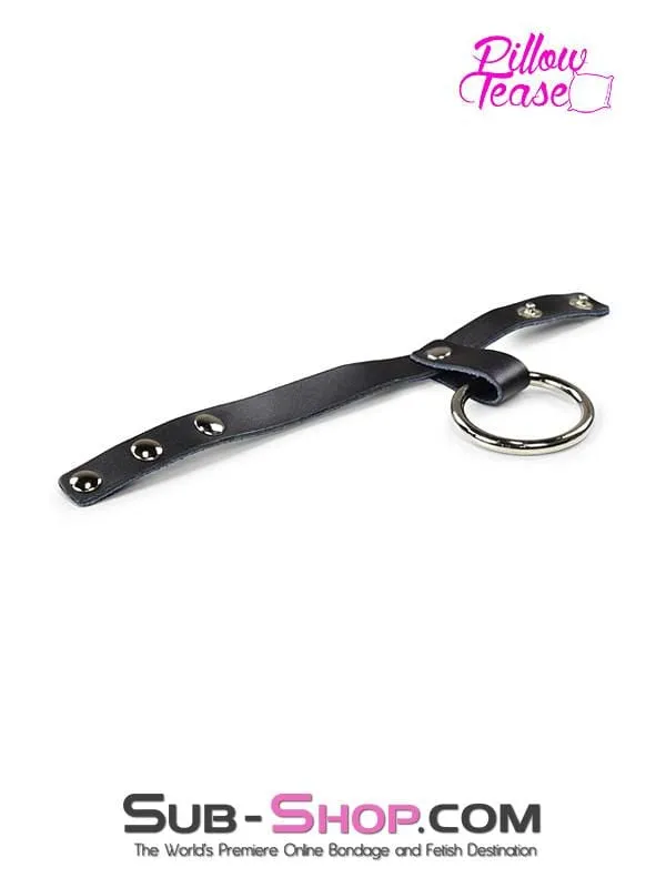 2371DL       Steel Cock Ring with Leather Ball Strap - LAST CHANCE - Final Closeout!