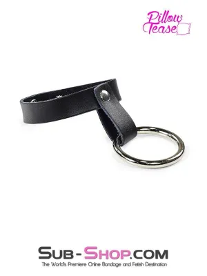 2371DL       Steel Cock Ring with Leather Ball Strap - LAST CHANCE - Final Closeout!