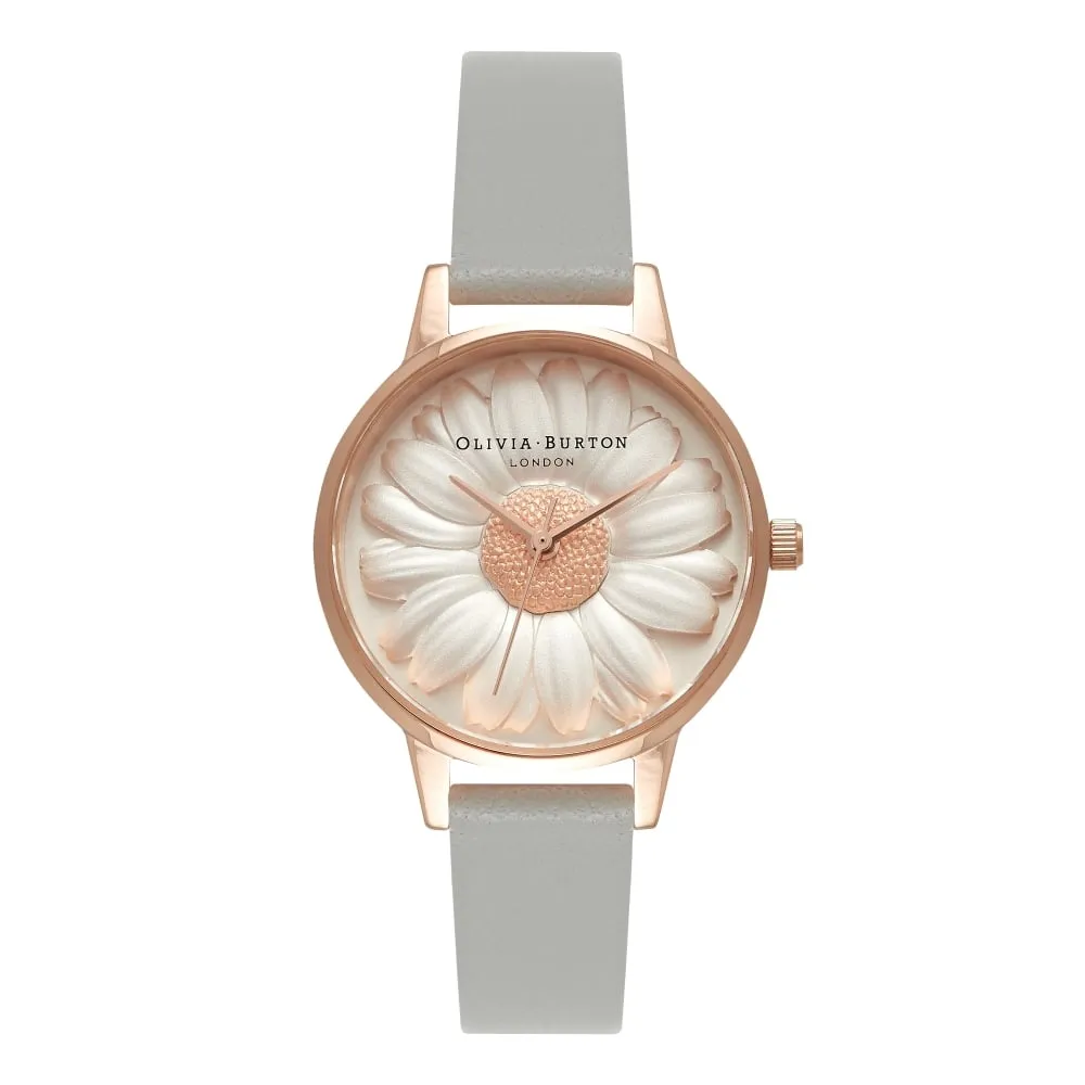 3D Daisy Midi Dial Grey and Rose Gold Watch